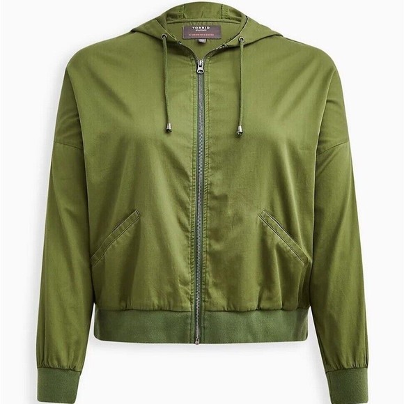 NEW! Torrid 1 XL Anorak Dolman Hooded Jacket - Zip Front Coat Olive Green Plus - Picture 1 of 15